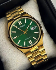 Citizen Tsuyosa Automatic Green Dial Gold Steel Strap Watch For Men - NJ0152-51X
