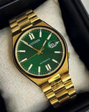 Citizen Tsuyosa Automatic Green Dial Gold Steel Strap Watch For Men - NJ0152-51X