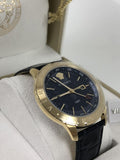 Versace Univers Navy Blue Dial Navy Blue Leather Strap Watch for Men - VEBK00318