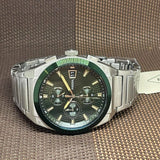 Fossil Everett Chronograph Green Dial Silver Steel Strap Watch for Men - FS5964