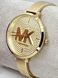 Michael Kors Parker Crystals Gold Dial Gold Steel Strap Watch For Women - MK4469