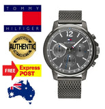 Tommy Hilfiger London Chronograph Grey Dial Grey Mesh Bracelet Watch for Men - 1791530