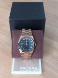 Michael Kors Channing Black Dial Rose Gold Steel Strap Watch For Women - MK5937