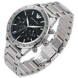 Emporio Armani Mario Chronograph Black Dial Silver Steel Strap Watch For Men - AR11241