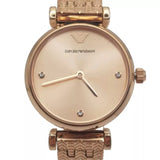Emporio Armani Gianni T Bar Quartz Rose Gold Dial Rose Gold Steel Strap Watch For Women - AR11342