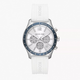 Michael Kors Berkley Chronograph Silver Dial White Rubber Strap Watch For Women - MKO1040