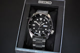 Seiko 5 Sports Automatic Day Date Black Dial Silver Steel Strap Watch for Men - SRPD55K1