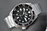 Seiko 5 Sports Automatic Day Date Black Dial Silver Steel Strap Watch for Men - SRPD55K1