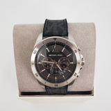 Michael Kors Brecken Chronograph Black Dial Black Leather Strap Watch For Men - MK8850