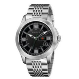 Gucci G Timeless Black Dial Silver Steel Strap Watch For Men - YA126201