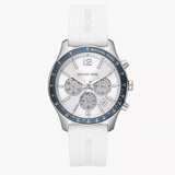 Michael Kors Berkley Chronograph Silver Dial White Rubber Strap Watch For Women - MKO1040