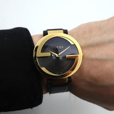 Gucci G Interlocking Grammy Special Edition Black Dial Black Leather Strap Watch For Men - YA133212