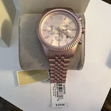 Michael Kors Lexington Chronograph Pink Dial Pink Steel Strap Watch for Women - MK8792