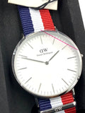 Daniel Wellington Classic Cambridge White Dial Two Tone Nylon Strap Watch For Men - DW00100017