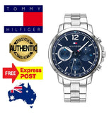 Tommy Hilfiger London Chronograph Quartz Blue Dial Silver Steel Strap Watch for Men - 1791534