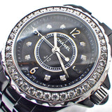 Chanel J12 Diamonds Ceramic Black Dial Black Steel Strap Watch for Women - J12 H2571