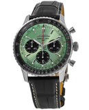 Breitling Navitimer B01 Chronograph 43 Green Dial Black Leather Strap Watch for Men - AB0138241L1P1