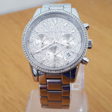 Michael Kors Ritz Chronograph Crystals Silver Dial Silver Steel Strap Watch For Women - MK7301