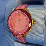 Swarovski Octea Nova Pink Dial Pink Leather Strap Watch for Women - 5650030