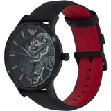 Emporio Armani Meccanico Skeleton Black Dial Black Leather Strap Watch For Men - AR60046