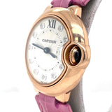 Cartier Ballon Bleu Diamonds White Dial Pink Leather Strap Watch for Women - WE902050