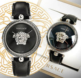 Versace Palazzo Empire Black Dial Black Leather Strap Watch for Women - VCO060017