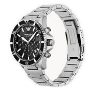 Emporio Armani Diver Chronograph Black Dial Silver Steel Strap Watch For Men - AR11360
