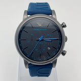 Emporio Armani  Luigi Chronograph Black Dial Blue Rubber Strap Watch For Men - AR11023