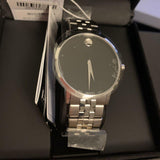 Movado Museum Classic Black Dial Silver Steel Strap Watch for Men - 0607199