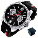 Tommy Hilfiger Decker Quartz Black Dial Black Rubber Strap Watch for Men - 1791473