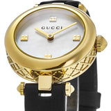 Gucci Diamantissima Mother of Pearl Dial Black Leather Strap Watch For Women - YA141505