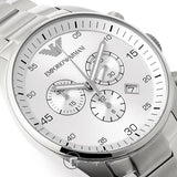 Emporio Armani Sportivo Chronograph Silver Dial Silver Steel Strap Watch For Men - AR5963