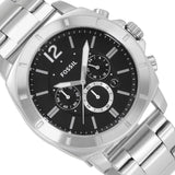 Fossil Machine Chronograph Black Dial Silver Steel Strap Watch for Men - FS4776