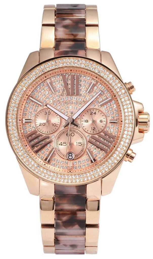 Michael Kors Wren Rose Gold Diamonds Dial Two Tone Steel Strap Watch for Women - MK6159