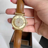 Michael Kors Catlin Champagne Dial Brown Leather Strap Watch for Women - MK2375