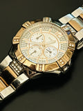 Guess Vista Analog Diamonds Silver Dial Two Tone Steel Strap Watch for Women - W0024L1