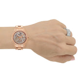 Fossil Rye Automatic Skeleton Rose Gold Dial Rose Gold Steel Strap Watch for Women - BQ3754