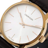 Calvin Klein City White Mother of Pearl Dial Brown Leather Strap Watch for Women - K2G23620