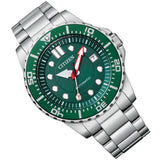 Citizen Promaster Mechanical Green Dial Silver Steel Strap Watch For Men - NJ0129-87X