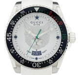 Gucci Dive Tiger White Dial White Rubber Strap Watch For Men - YA136329