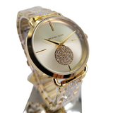 Michael Kors Portia Three-Hand Crystals Gold Dial Gold Steel Strap Watch for Women - MK4602