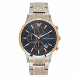 Emporio Armani Renato Chronograph Blue Dial Two Tone Steel Strap Watch For Men - AR80025