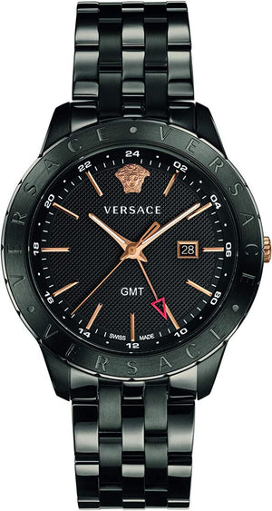 Versace Univers Quartz Black Dial Black Steel Strap Watch for Men - VEBK00618