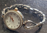 Bulova Crystals Mother of Pearl Dial Two Tone Steel Strap Watch for Women - 98X108