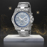 Guess Commander Chronograph Blue Dial Silver Steel Strap Watch for Men - GW0056G2