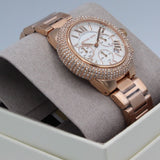 Michael Kors Camille Chronograph White Dial Rose Gold Steel Strap Watch For Women - MK6995