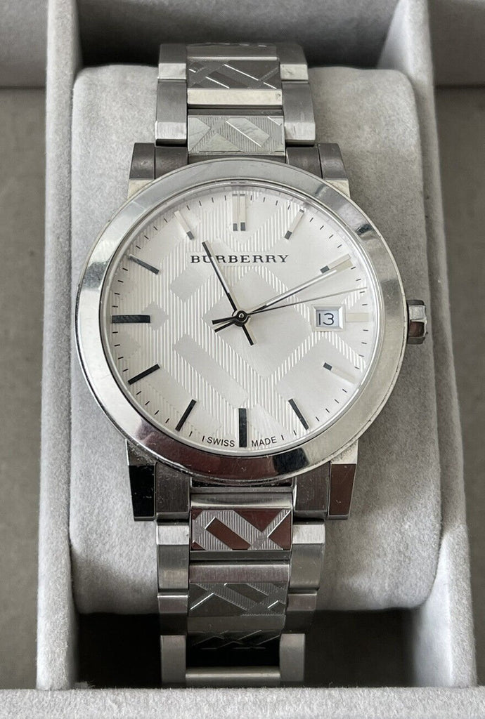Burberry The City Silver Dial Silver Steel Strap Watch for Men