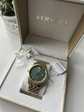 Versace Univers Quartz Green Dial Two Tone Steel Strap Watch for Men - VEBK00718