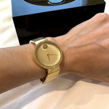 Movado Edge Gold Dial Gold Steel Strap Watch for Women - 3680014