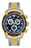 Versace V-Ray Chronograph Quartz Blue Dial Two Tone Steel Strap Watch For Men - VE2I01021